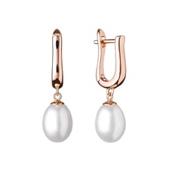 Vergoldete Hängeohrringe mit Perlen Moishe