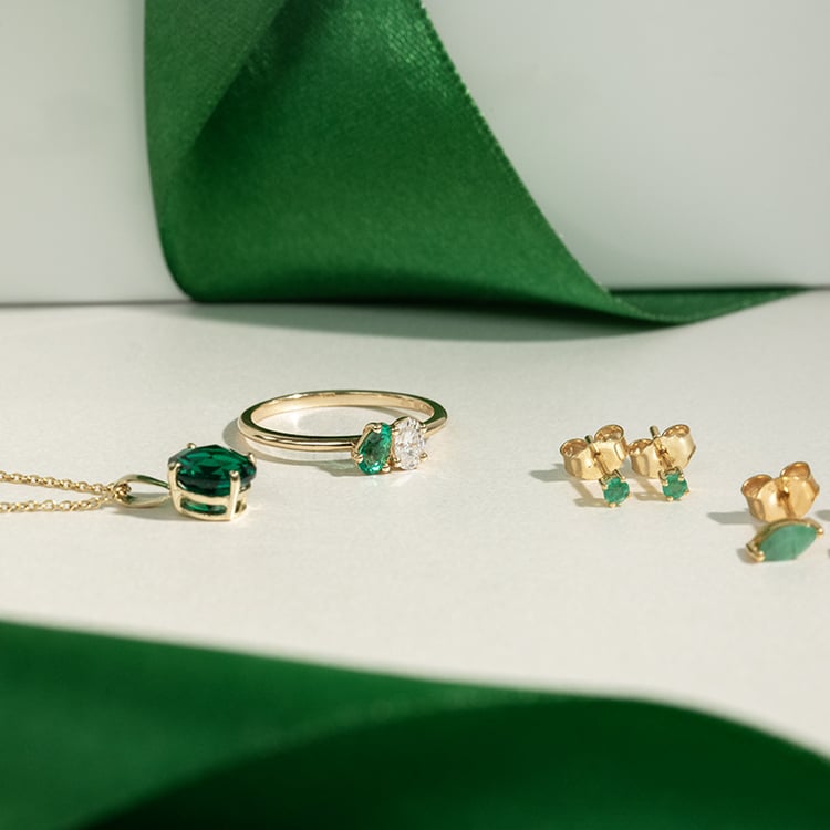 Toi et moi Verlobungsring mit Smaragd und Moissanit Philip 120352