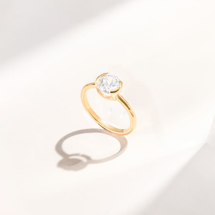 Goldring mit Halblünette Lab Grown Diamanten Agrippa 164214