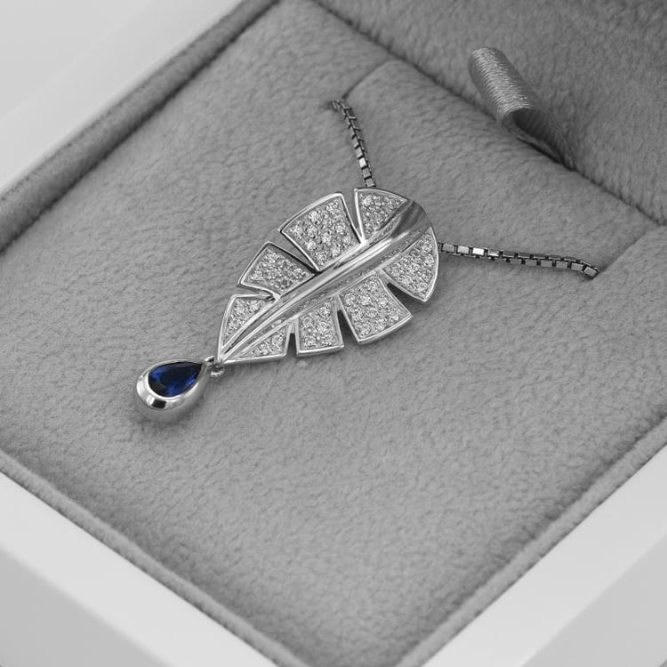 Silberne Halskette in Form eines Blattes Yaiza 50043