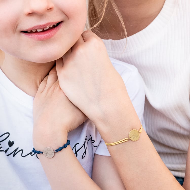 Silbernes String-Armband Der Kleine Prinz und Fuchs mit Gravur 122246