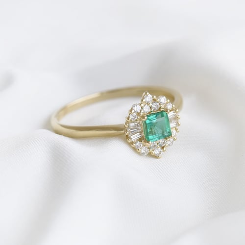 Smaragdring mit Diamanten aus Gold Chente
