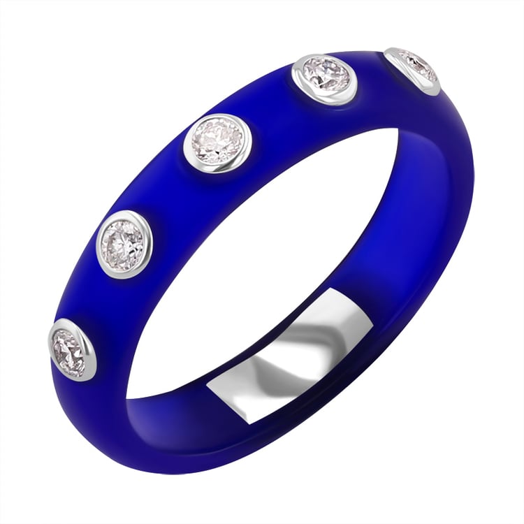 Blauer Keramikring mit Diamanten Maisha