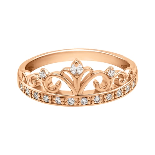 Goldring mit Krönchen und Diamanten Alpana