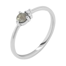 Goldring mit Salt'n'Pepper Diamant und Diamanten Marine