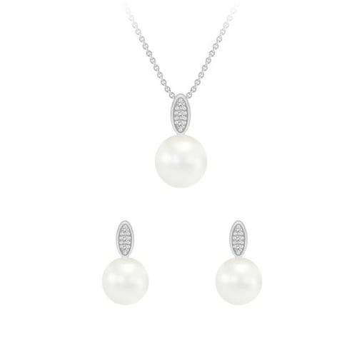 Romantische Goldene Schmuckset mit Perlen und Diamanten Glaume