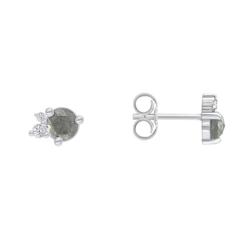 Goldene Cluster-Ohrringe mit Salt and Pepper Diamant Meave