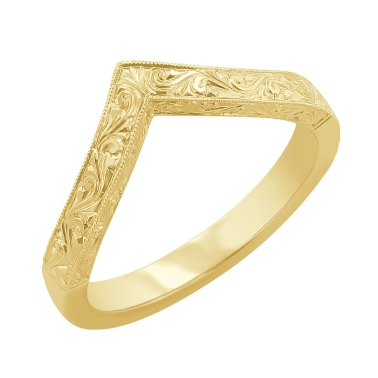 Ehering in V-Form mit Gravur von Hand Lizzie 117819