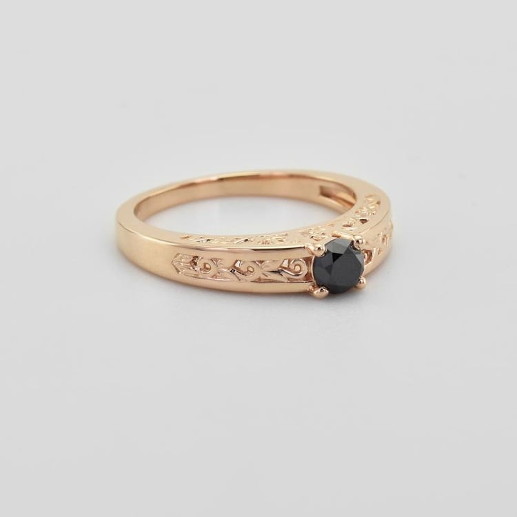 Ring mit schwarzem Diamanten in Rosegold 39154