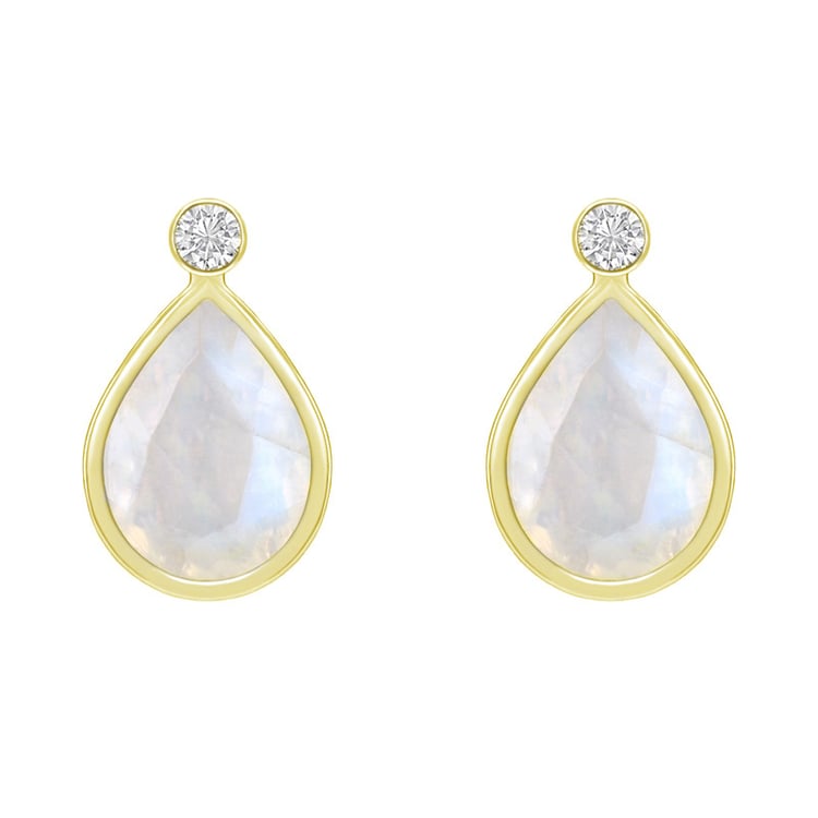 Goldohrringe mit Mondsteinen und Diamanten Vendie 65606