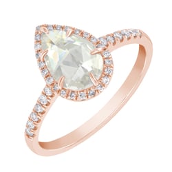Goldener Verlobungsring mit Moissanit und lab-grown Diamanten Ladfer