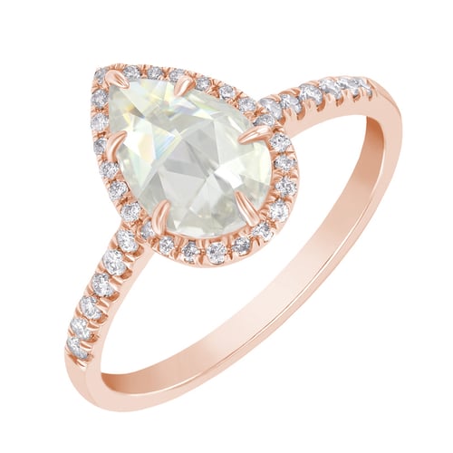 Goldener Verlobungsring mit Moissanit und lab-grown Diamanten Ladfer