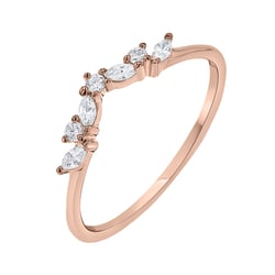 Ring in V-Form mit runden und Marquise Diamanten Fergal
