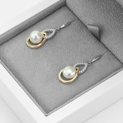 Elegante Perlohrringe aus Silber mit Zirkonia Masine