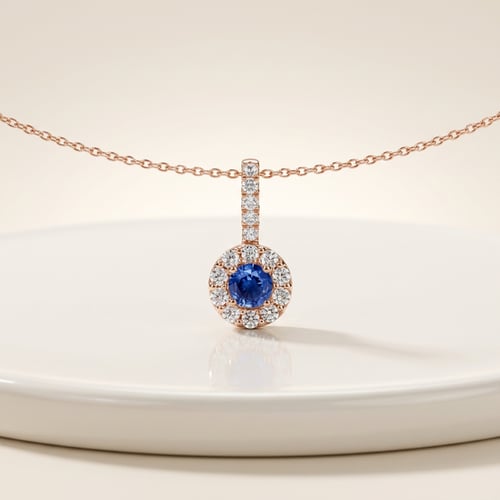 Strieborný elegante Anhänger mit blauem Saphir und Lab Grown Diamanten Harvey