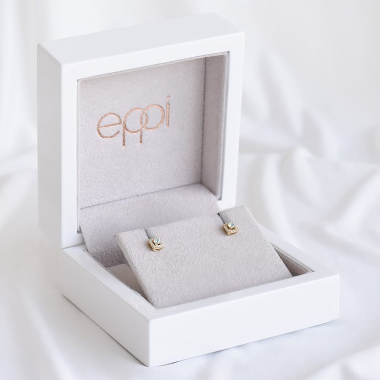 Silberne Ohrstecker mit Aquamarin und Lab Grown Diamanten Sukie 104107