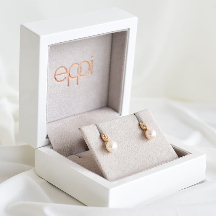 Goldene Ohrringe mit Perlen und Zirkonia Amia 93713