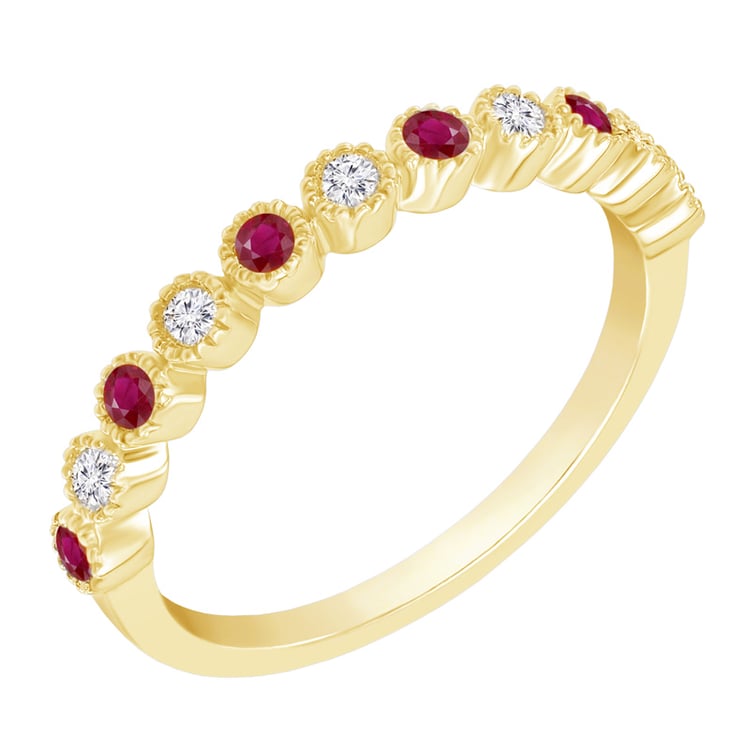 Goldener Memoryring mit Diamanten und Rubinen Diamanta 48379