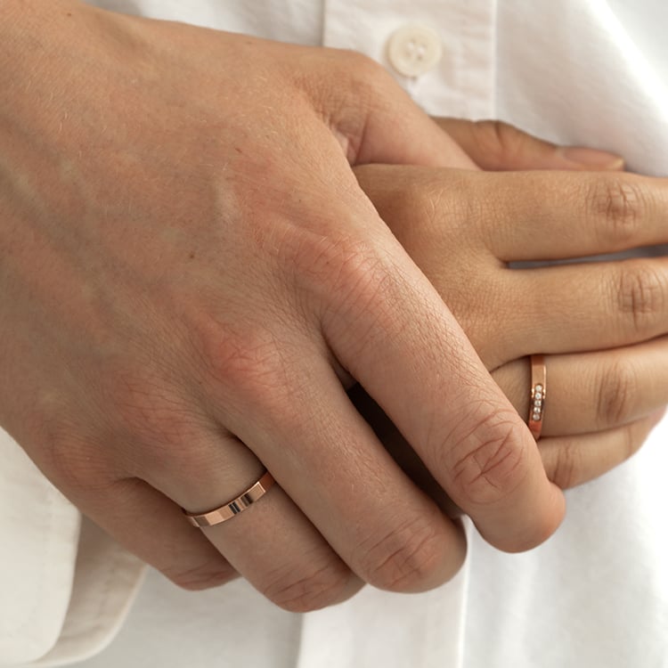 Flache Eheringe aus Gold mit Diamanten Yorik 124772