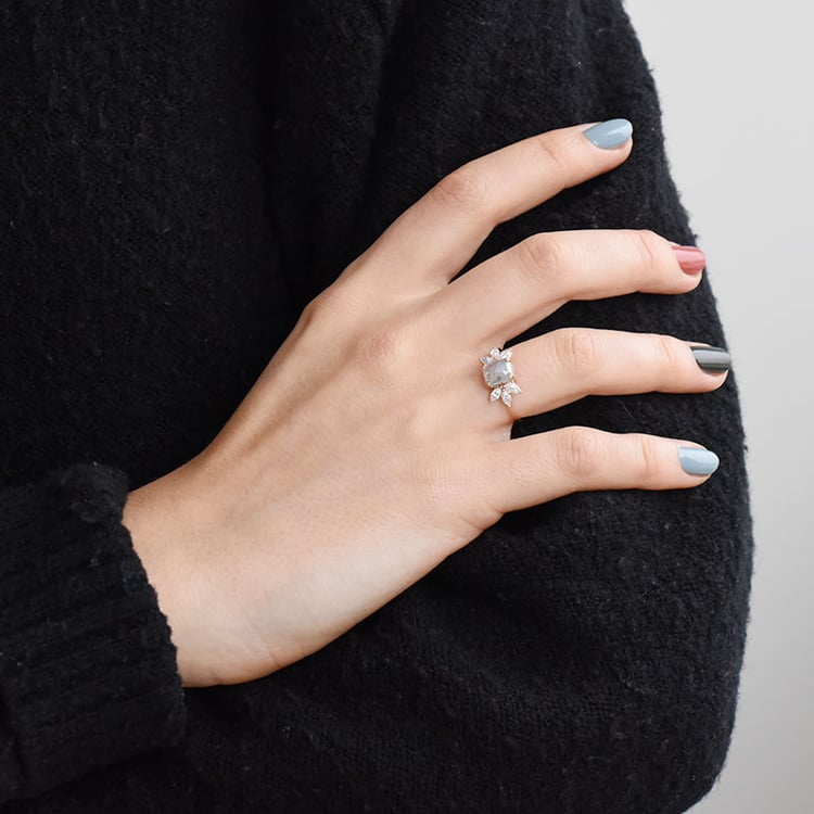 Goldring mit Salt and Pepper Diamant und Moissaniten Xuan 91172