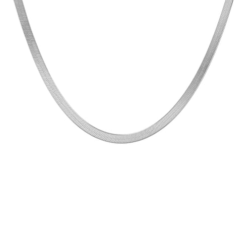 Flache silberne Kette im Fischgrätenmuster 45 cm