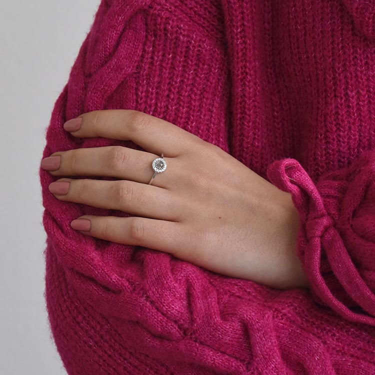 Goldener Verlobungsring mit salt and pepper Diamant Tafne 73721