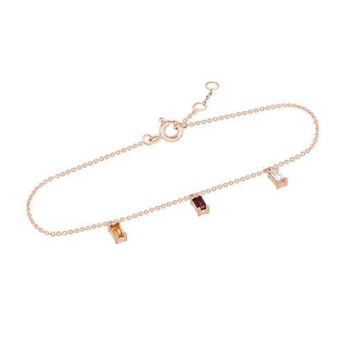 Goldenes Armband mit Citrin, Granat und Saphir Veera