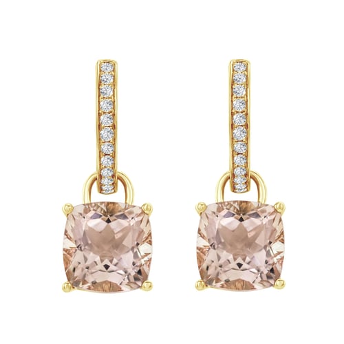 Goldohrringe 2 in 1 mit Morganit und Diamanten Reza