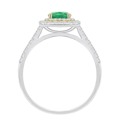 Ring aus zwei Goldarten mit Smaragd und Diamanten Vicente