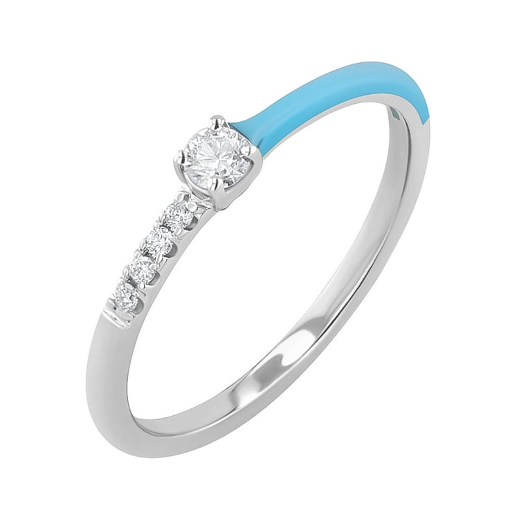 Blauer Keramikring mit Diamanten Ciaran 128724