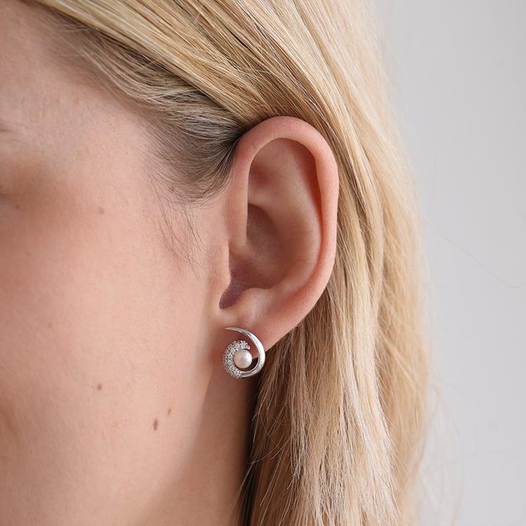 Ohrstecker mit Perlen aus Silber 68936