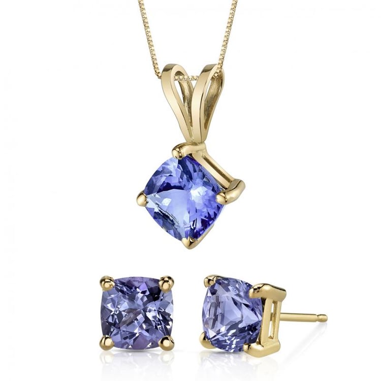 Goldene Kollektion von Schmuck mit Tansaniten Prentum 20242