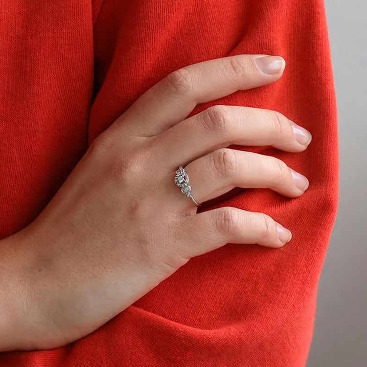 Silberner Halo-Ring mit Lab Grown Diamanten Avila 166370