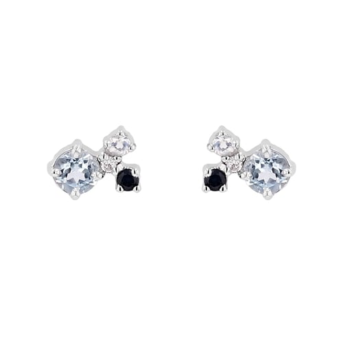 Cluster-Ohrstecker mit Mondstein, Aquamarin, Saphir und einem Diamanten Kerrie