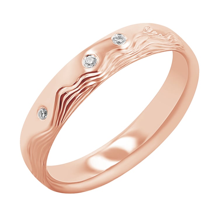 Eheringe mit von Hand gravierten Wellen und Diamanten Laurien 117254