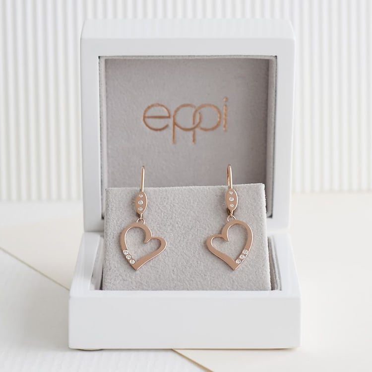 Goldene Hängeohrringe in Herzform mit Diamanten Mekhi 98419