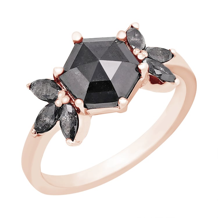 Ring mit Hexagon Salt and Pepper Diamanten und Marquise Diamanten Bonnie 134110