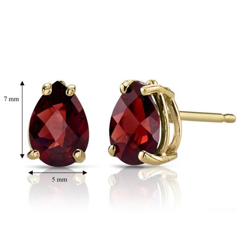 Goldene Ohrringe mit Pear Granat Reata