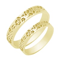 Romantische Eheringe mit Blumengravur Rabia