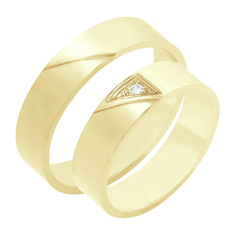 Trendy Eheringe aus Gold mit einem Diamanten Mert 114282