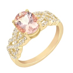 Goldring mit ovalem Morganit und Diamanten Lamah
