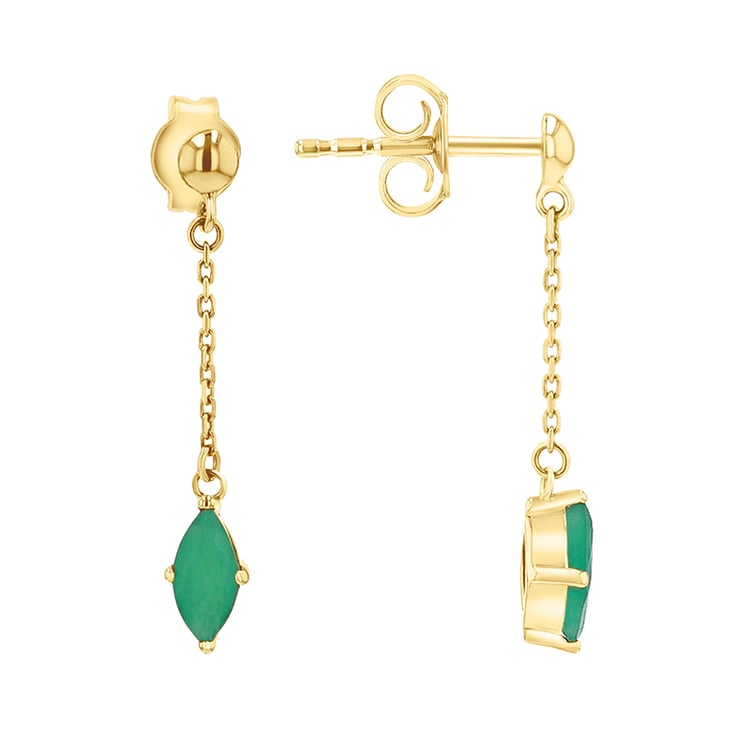 Goldene Hängeohrringe mit brasilianischen Smaragden