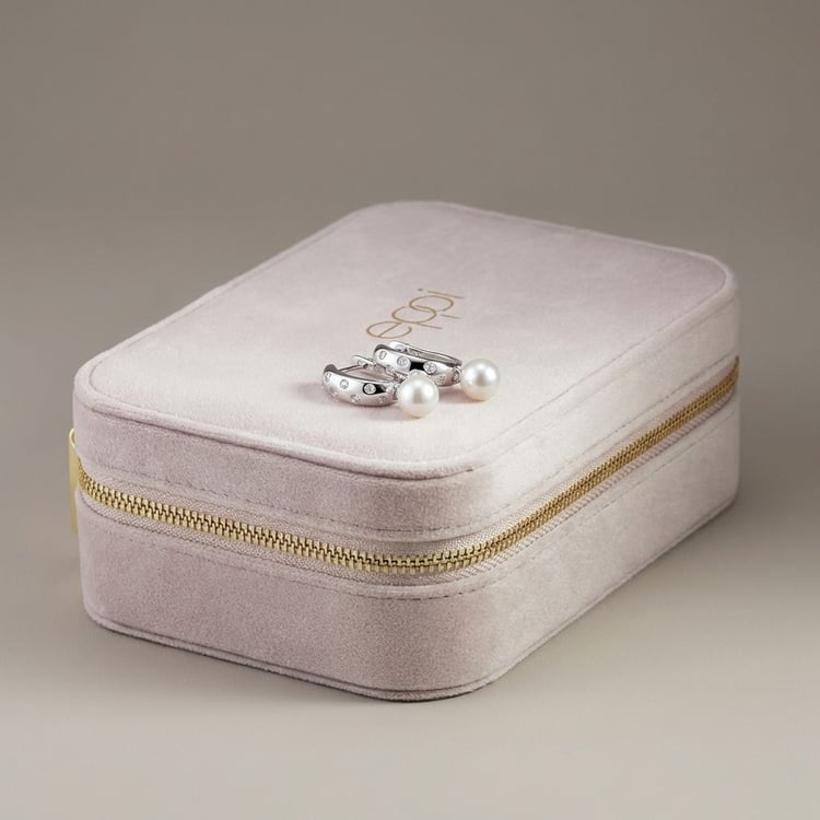 Strieborné minimalistické visiace náušnice s perlou a zirkóny Azad 166305