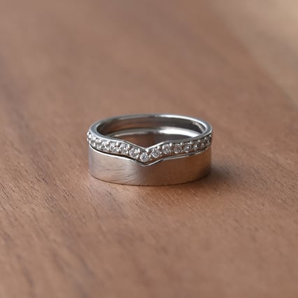 Platin Memoirering mit Diamanten und Herrenring Marveille