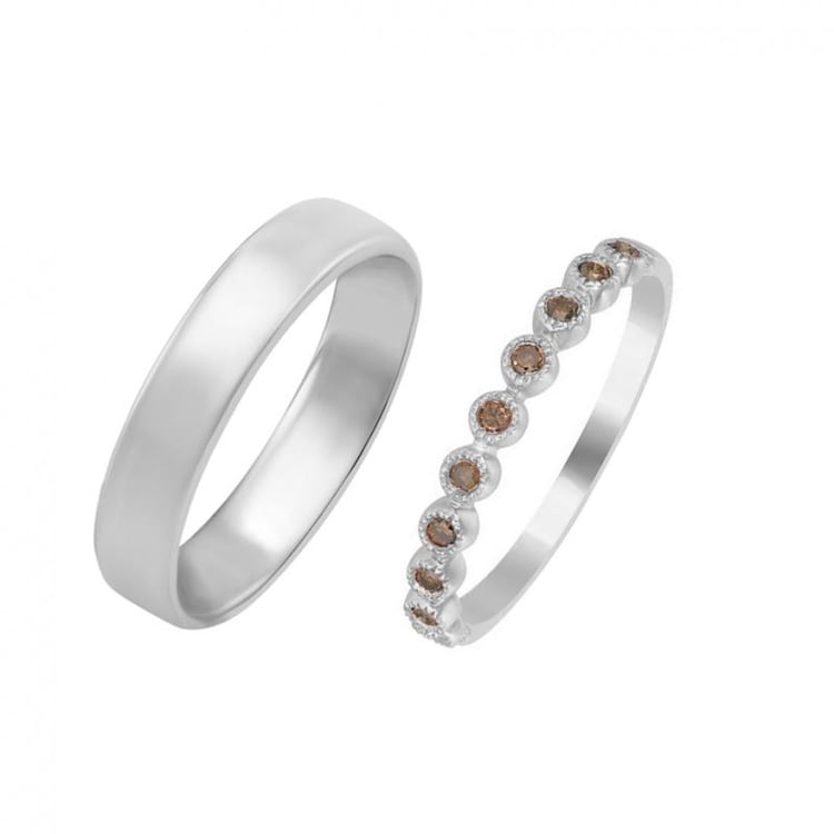 Hochzeit Ringe Weißgold mit Champagne Diamanten 36522