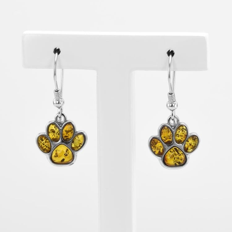 Silberne Ohrringe mit Bernsteinen 52056