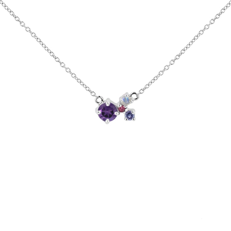 Lila Cluster Halskette mit Amethyst und Edelsteinen Millie 124666