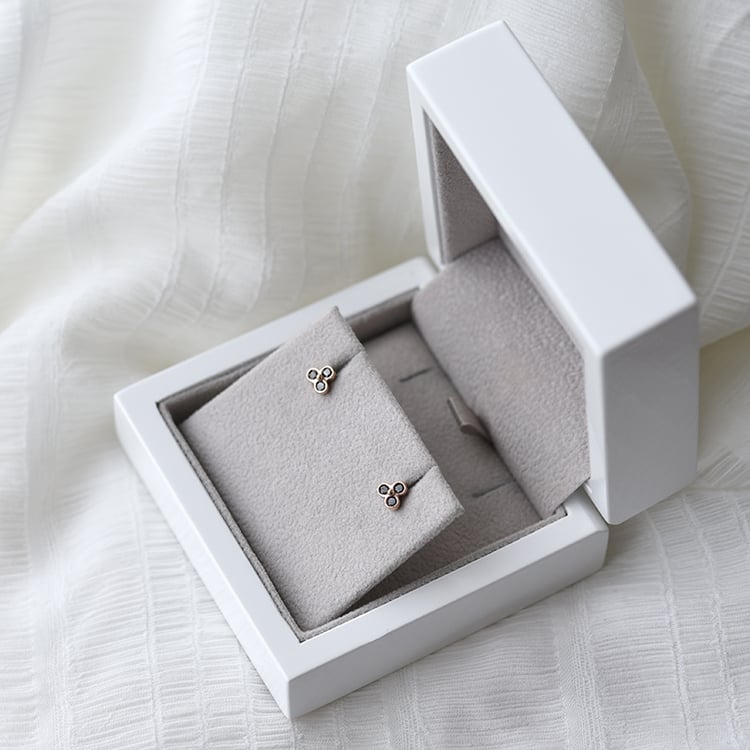 Schwarze Diamanten in goldenen Ohrringen 63690