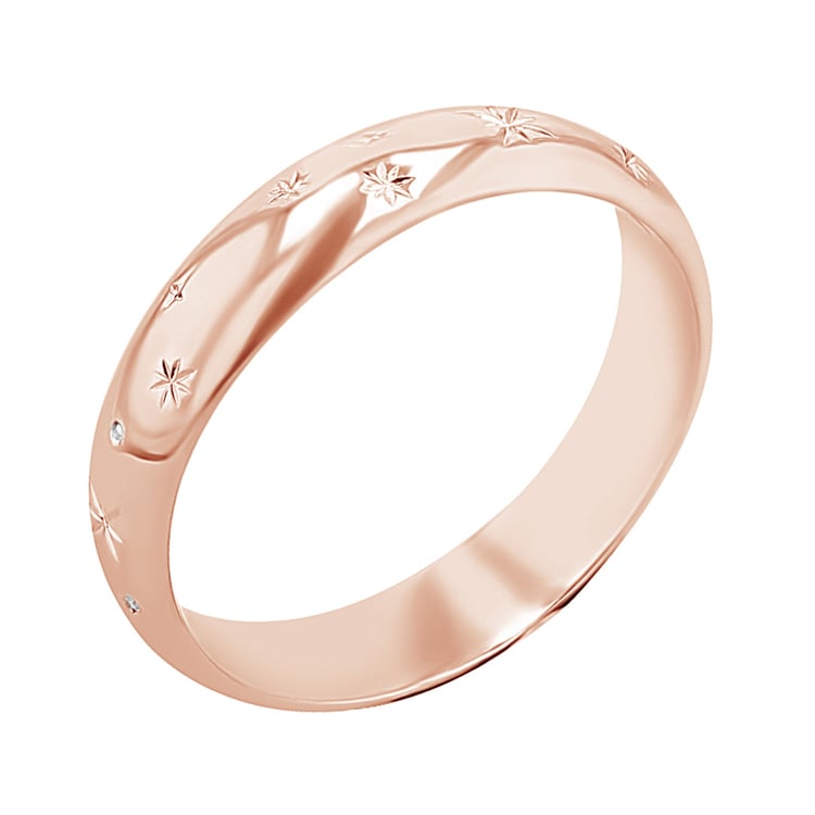 Eheringe mit Sternengravur und Diamanten Elia 116485