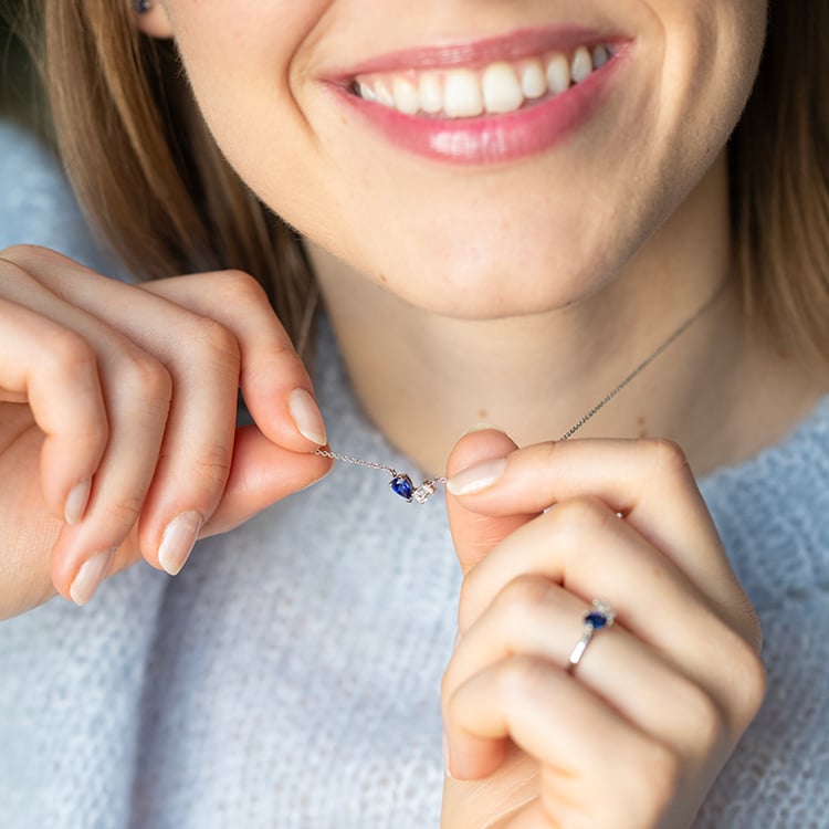 Toi et Moi Halskette mit Lab Grown Diamant und Saphir Mirren 147058